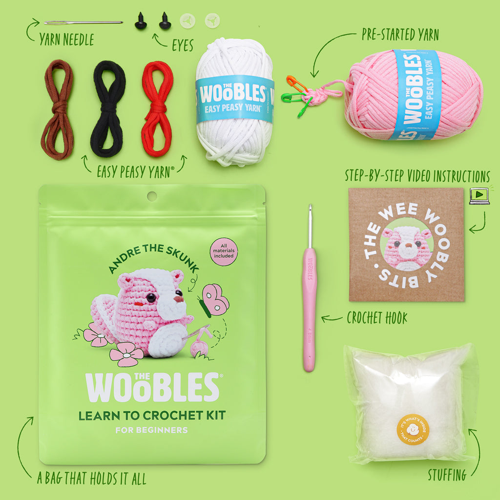 Kibakids - Andre the Skunk Pink Crochet Kit