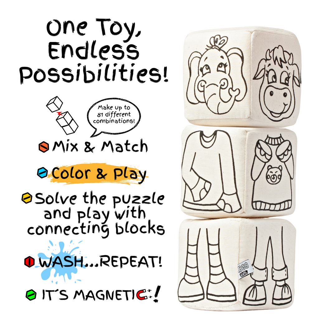 Kibakids - Magnetic Blocks: Animal Coloring Set