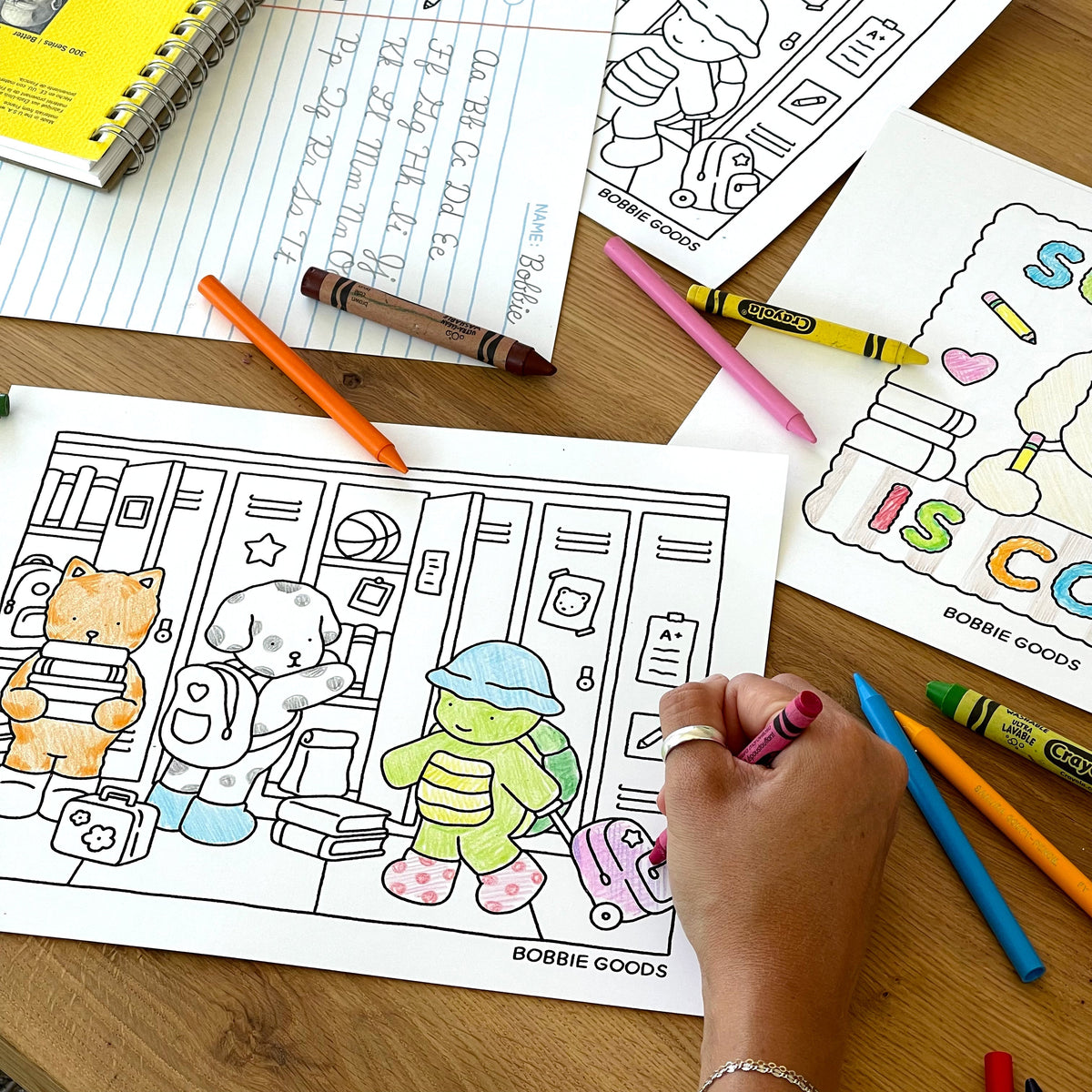 Kibakids - Digital Download • School is Cool Coloring Pages + Notes Page