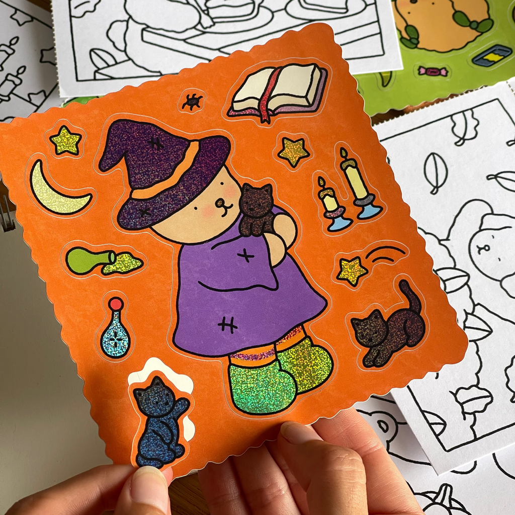 Kibakids - Kibakids Bear Witch Glitter Sticker Sheet