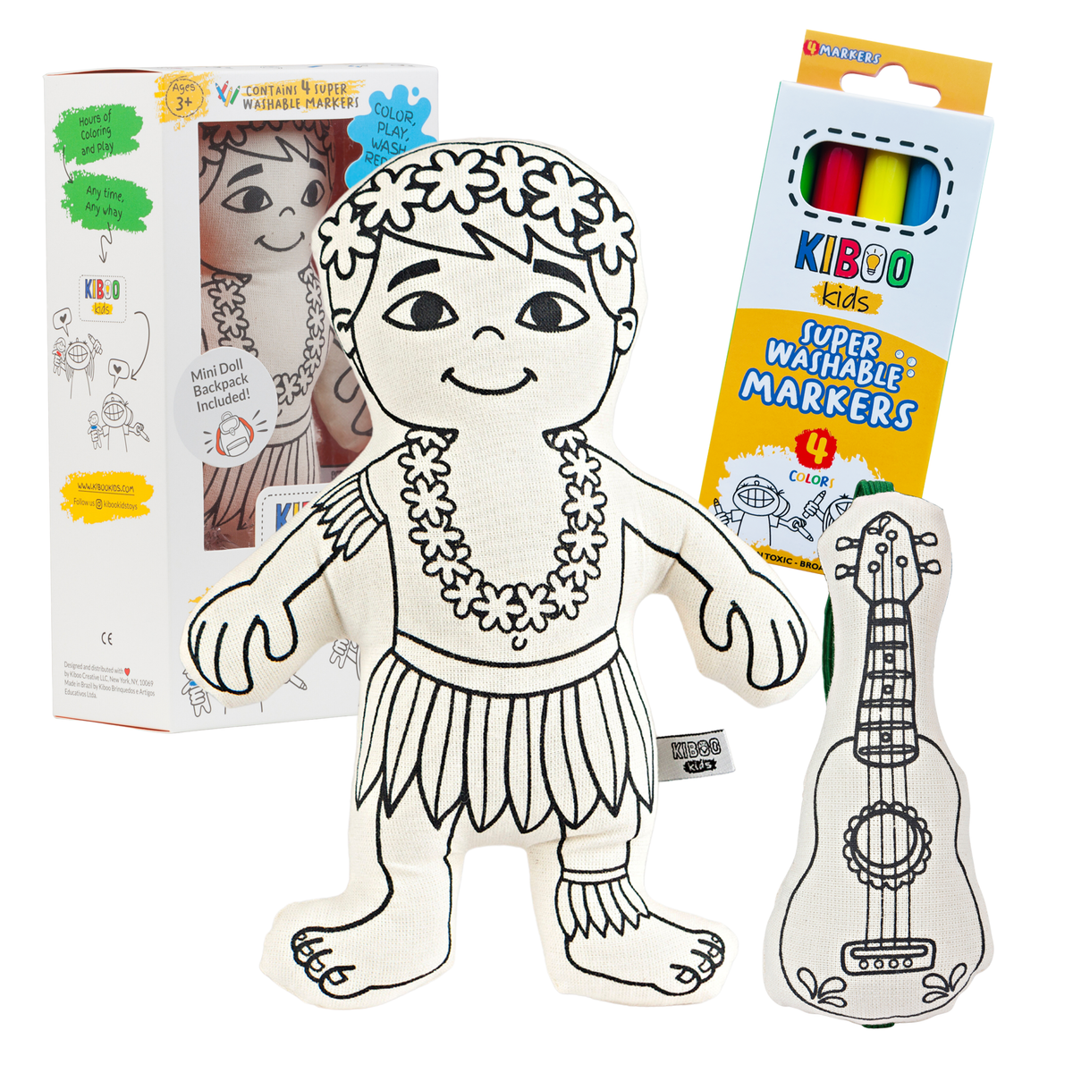 Kibakids - Hula Boy with Ukulele Coloring Set