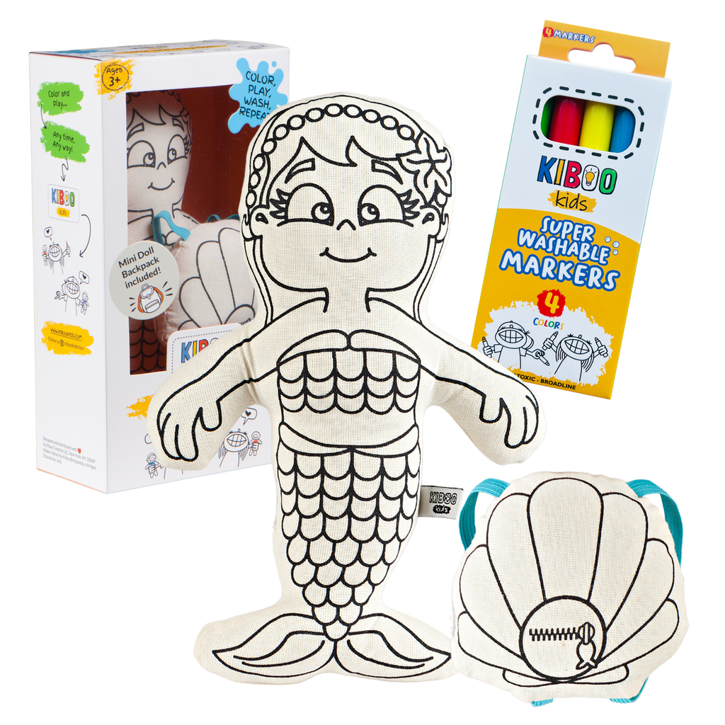 Kibakids - Mermaid with Shell Backpack Coloring Set