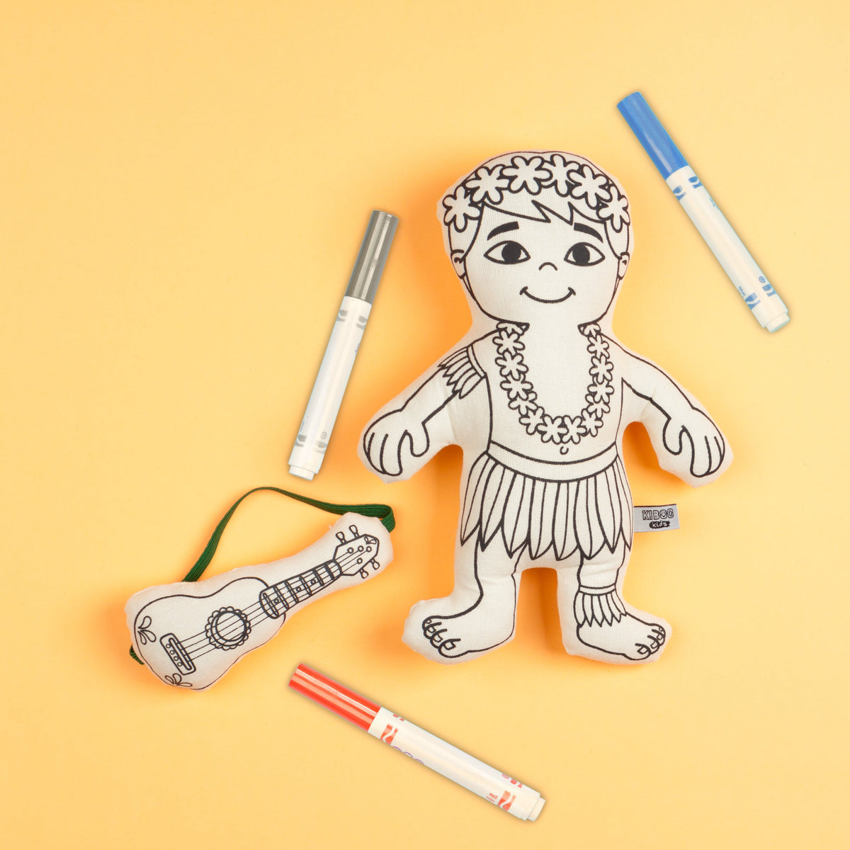 Kibakids - Hula Boy with Ukulele Coloring Set