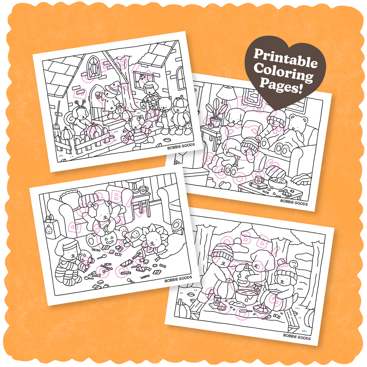 Kibakids - Digital Download • October Coloring Pages