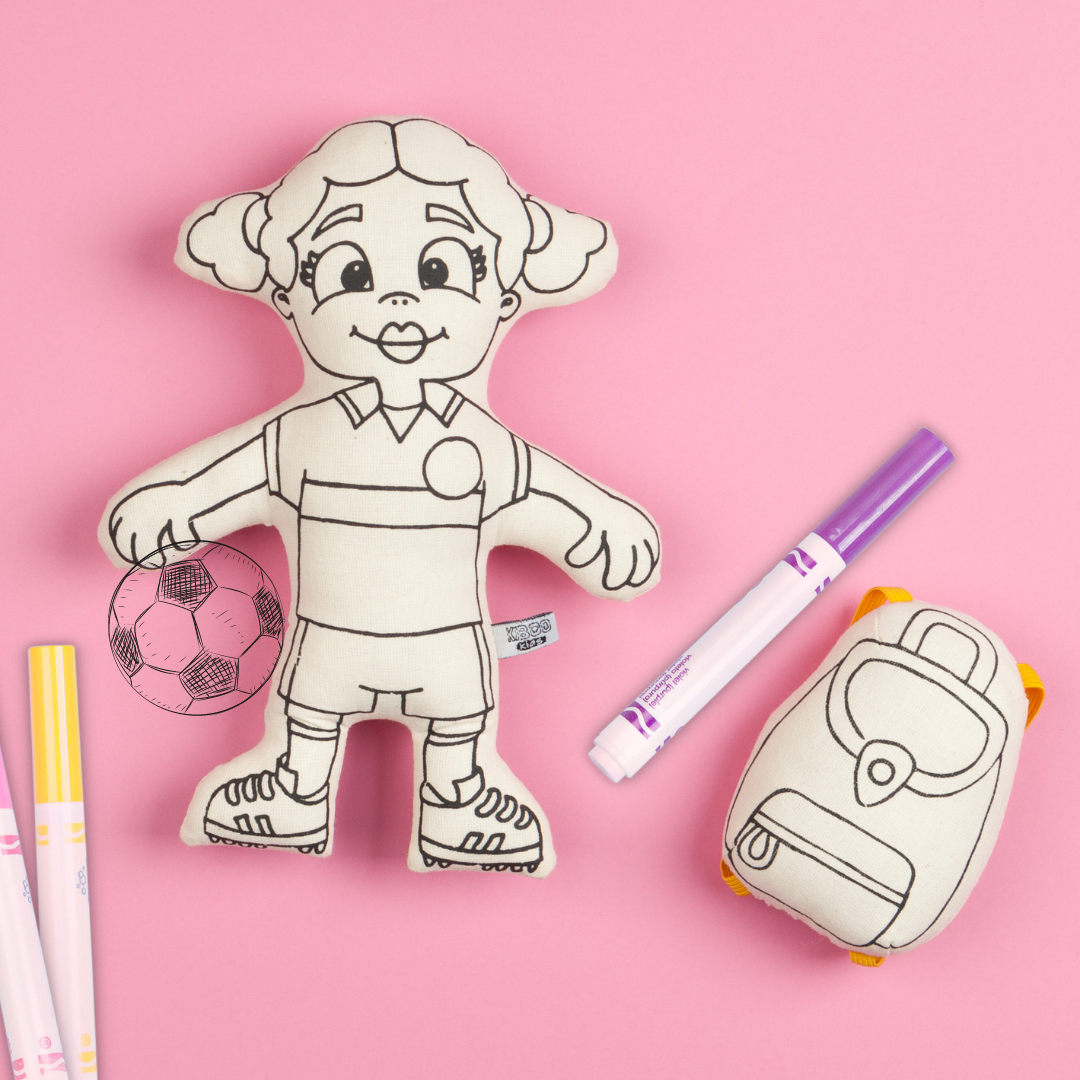 Kibakids - Sports Series: Soccer Girl with Pigtails Coloring Set