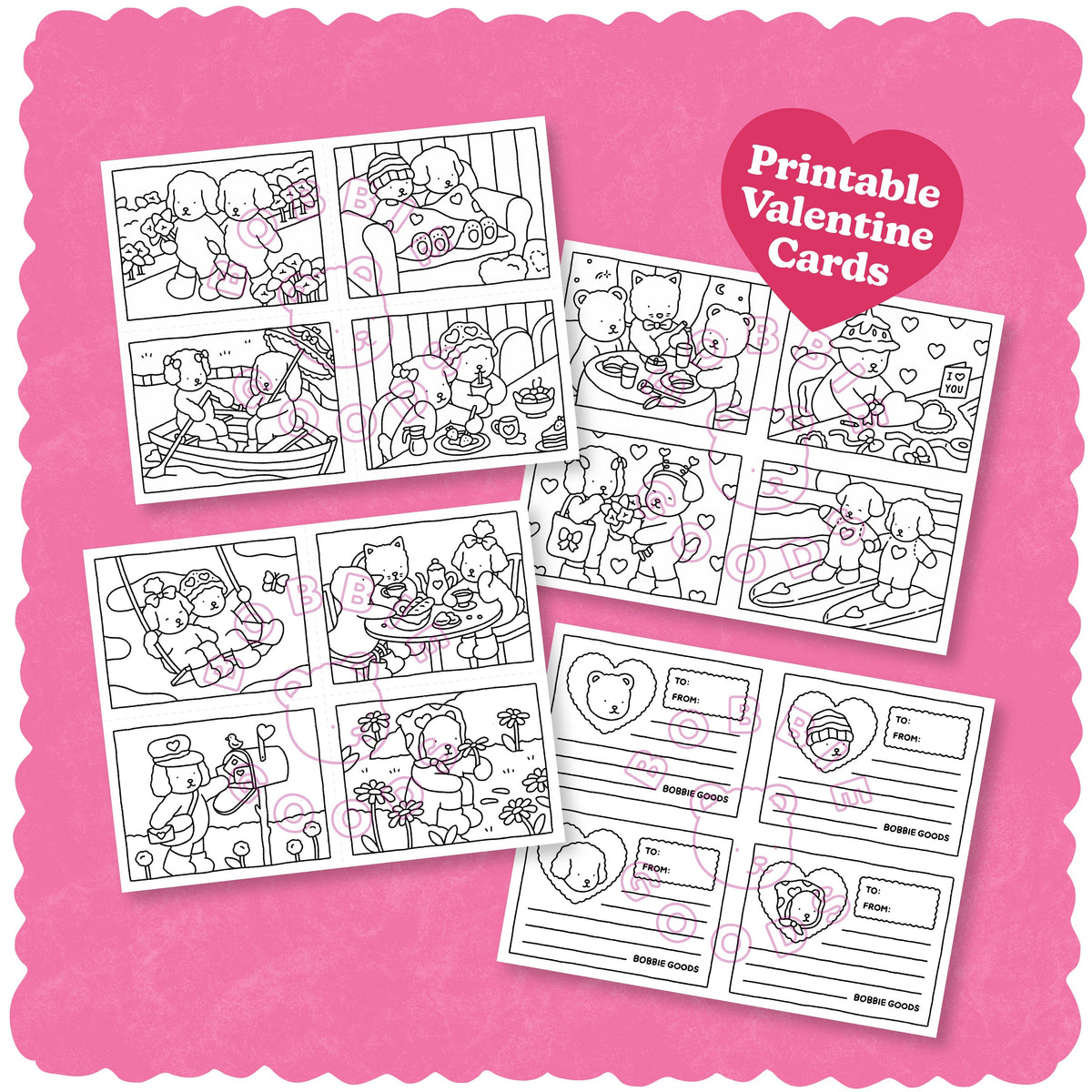 Kibakids - Digital Download • Valentine Coloring Cards
